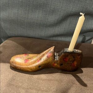 Vintage Wooden Cobbler Shoe Mold Candle Holder